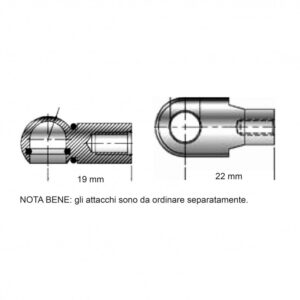 2 attacchi a sfera in ox per molle a gas KSS